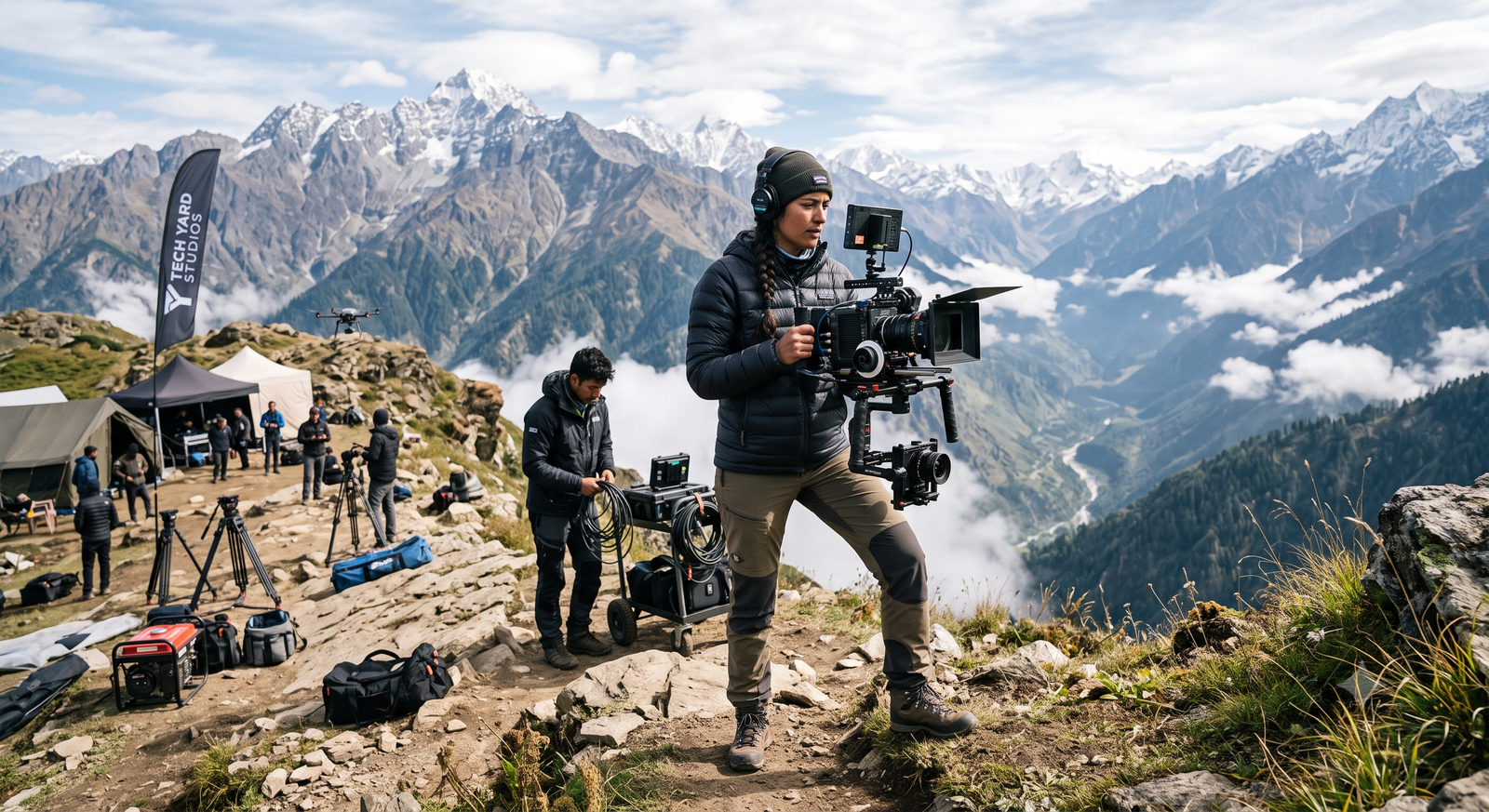Cinematographer on mountain location